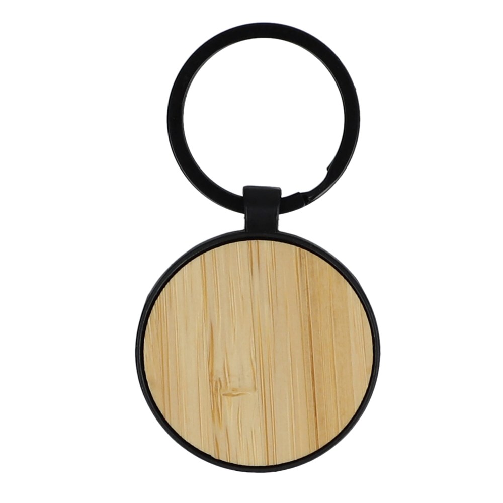 Bamboe en metalen sleutelhanger rond