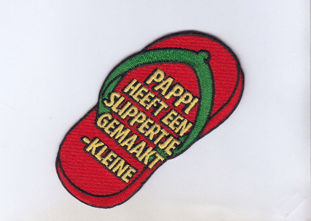 Embleem Pappi slippertje gemaakt