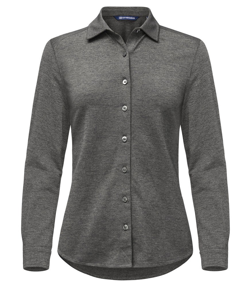Cutter & Buck - Advantage Shirt Dames Antraciet Mélange 42/XL Cutter & Buck - Advantage Shirt Dames Antraciet Mélange 42/XL